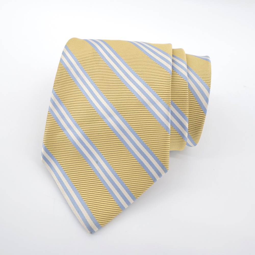 Brooks Brothers Tie Striped Silk Necktie Yellow Sleeveless Mens O